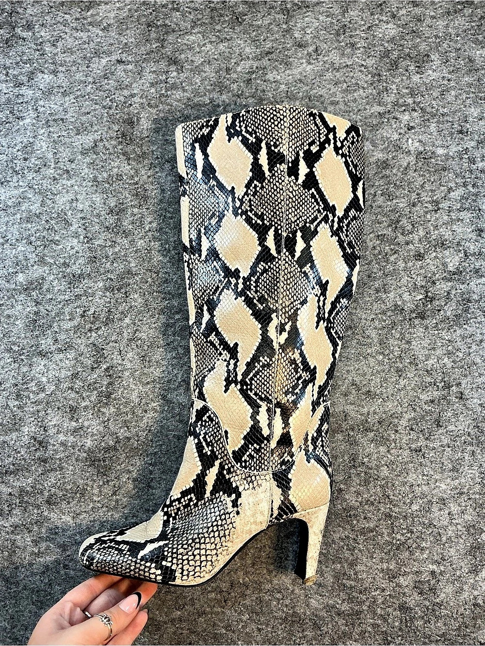Vince Camuto Snake Print Leather Knee-High Boots US 7WIDE CALF